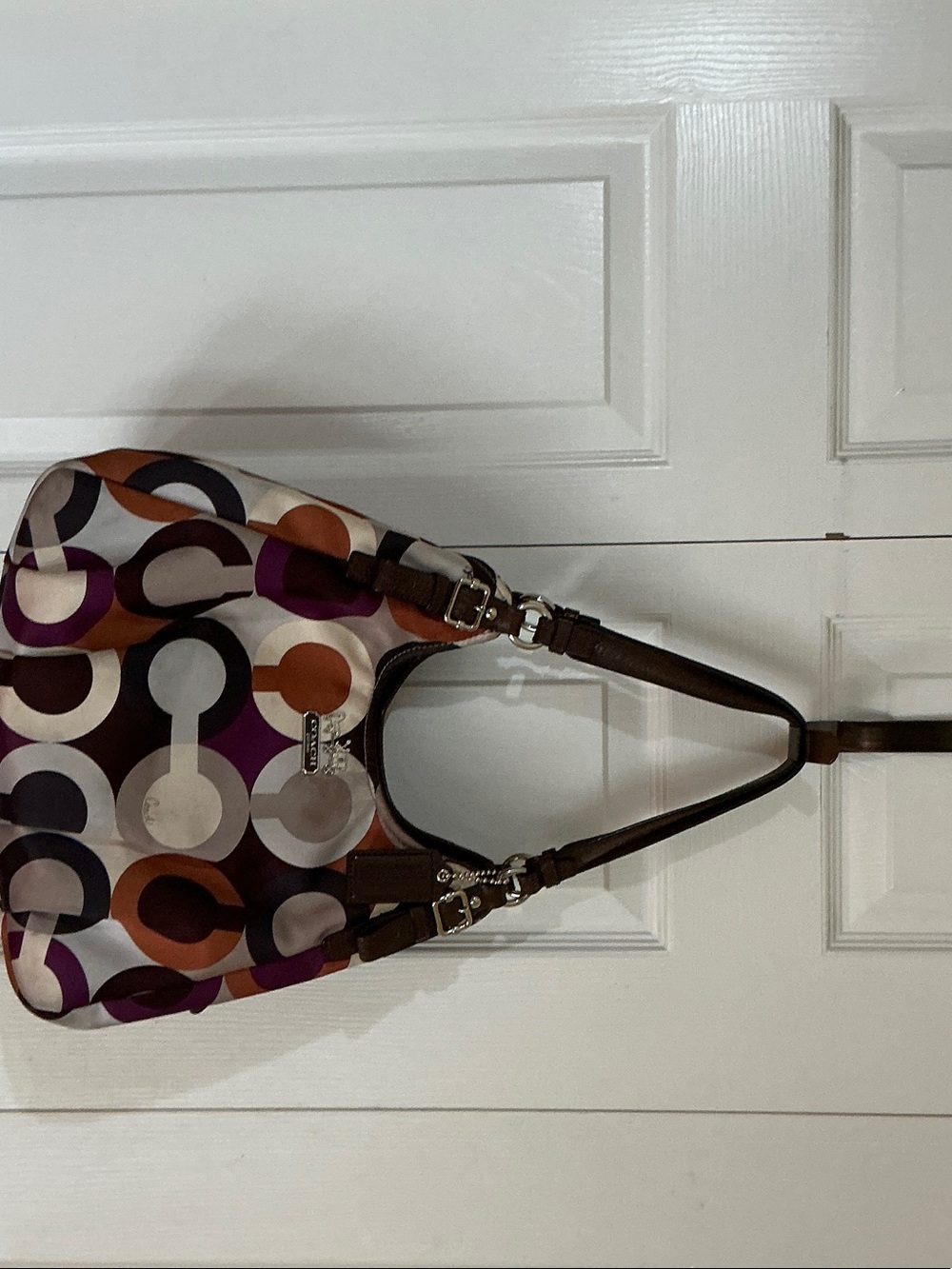 Coach Multicolor Circle-Print Shoulder Bag in Brown, Purple, Orange